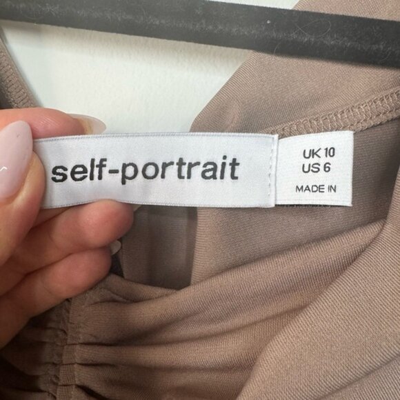 Self-Portrait One-Shoulder Ruched Midi Dress – Size 6 - Picture 10 of 16